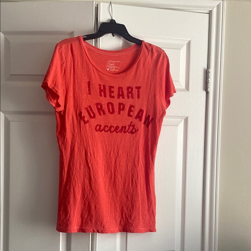 I heart European accents top. Size XL